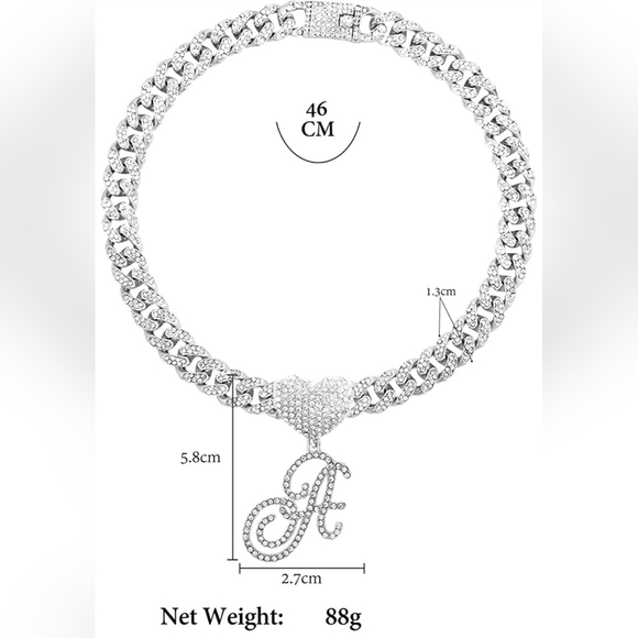 Extra Over-the-Top Blinged Out Iced Out Heart Initial Necklace - Picture 8 of 8